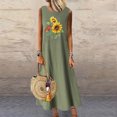 thumbnail image 3 of Cameland Robe Longue d'Été Décontractée pour Femme à Col Rond Sans Manches avec Poches pour Vacances à la Plage, 3 of 4