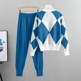 thumbnail image 4 of Weiqiqre Womens Turtleneck Sweater Checkered Color Block Knit Trendy Blouses & Shirts Sets, 4 of 8