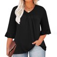 thumbnail image 2 of AherBiu Plus Size Tops for Women Ruffle 3/4 Length Sleeve Casual Blouses Summer Loose Flowy Comfy Tunic, 2 of 7