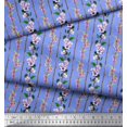 thumbnail image 2 of Soimoi Tissu en Coton Bleu Canard Feuilles & Azalée Imprimé Floral 1 Yard 44 Pouces de Large, 2 of 3