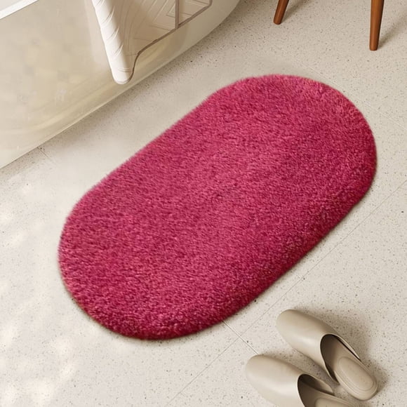 Iumwxz area rug Floor Mats Household Oval Living Room Carpet Entry Door Bedroom Foot Mats Bathroom Bathroom Absorbent Floor Mats 23.62x35.43in mat carpet rugs for living room Red cotton Rollback