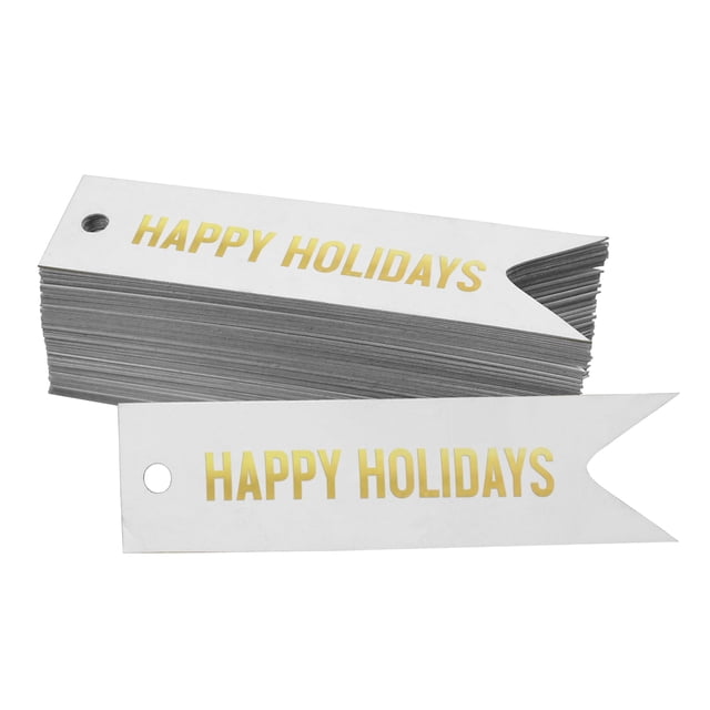 Inkdotpot Happy Holiday Bottle Tag Real Gold Foil Favor Hang Tags Pack Of 100