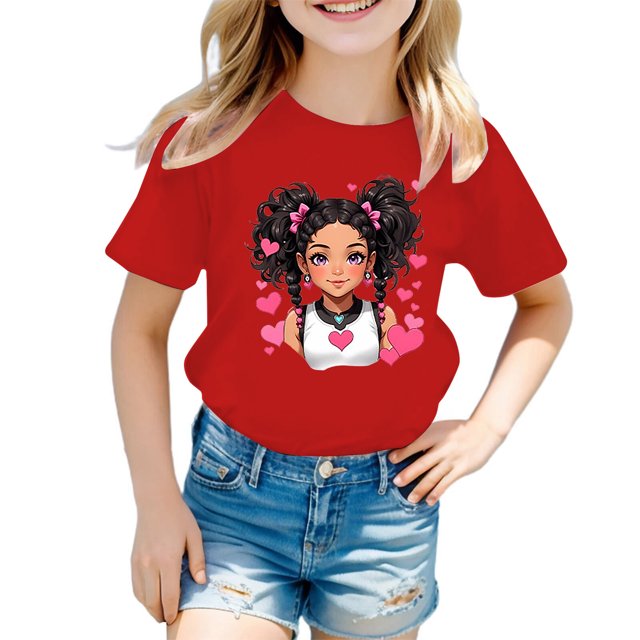 FhsagQ The 7th Of July Fille Enfant Mignonne Graphique Col Rond Manches Courtes Tee Été Décontracté T-Shirt Tout-Petit Fille Printemps The 7th Of July T-Shirts 4T Ensembles Rouge 11-12 Ans