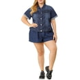thumbnail image 2 of GRACE & GRANDEUR Veste en Denim Camionneur Courte à Boutons pour Femme Grande Taille, 2 of 6