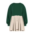 thumbnail image 4 of Womens Oversized Sweatshirt Dress Long Flowy Patchwork Pullover Tops Cute Drop Shoulder Sweatshirts Fall Long Sleeve Mini Dress Teen Girls Crewneck Solid Tunic Pleated Loose Clothing Beig, 4 of 4