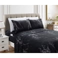 thumbnail image 3 of Mocassi Marble Printed 4-Piece Sheet Set, 1500 Thread Count, Breathable and Super Soft Material, Wrinkle Resistant, Fitted Sheets with Smart Pockets, Marble Sheet Set, Twin XL, Black, 3 of 3