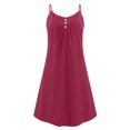 thumbnail image 1 of Innerwin Strappy Slip Dresses Spaghetti Strap Ladies Short Mini Dress Party Button Baggy Swing A-Line Sundress Red 3XL, 1 of 5