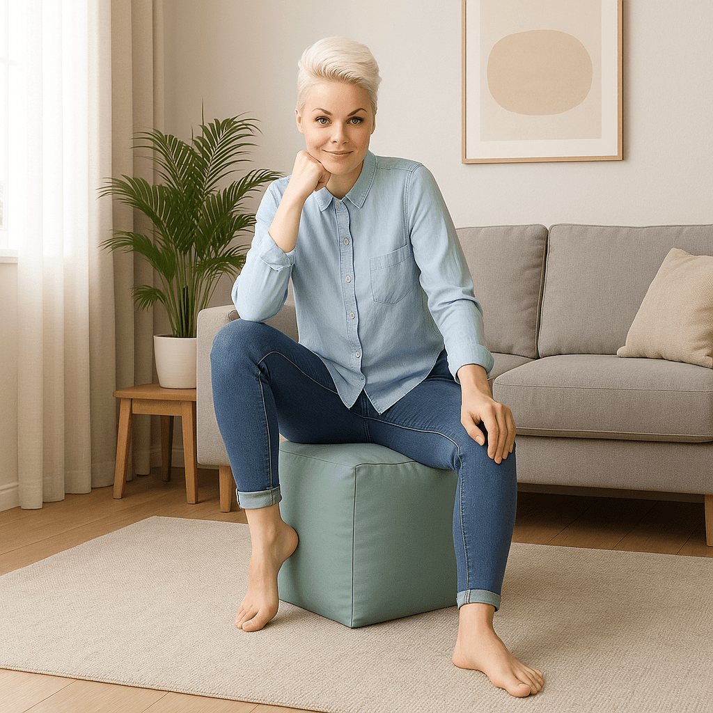 Gouchee Home Cube Brava Eucalyptus Pouf Ottoman – Water-Repellent Cube Bean Bag Footstool with Polystyrene Beads, Lightweight & Portable for Living Room or Dorm