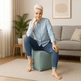 thumbnail image 2 of Gouchee Home Cube Brava Eucalyptus Pouf Ottoman – Water-Repellent Cube Bean Bag Footstool with Polystyrene Beads, Lightweight & Portable for Living Room or Dorm, 2 of 8
