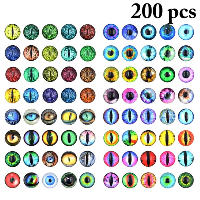 200PCS Glass Eye Cabochon DIY Eye Cabochon Glass Cabochon for Jewelry Making