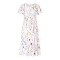 thumbnail image 4 of YUNAFT Robes pour Femmes Liquidation Robes d'Été Décontractées pour Femmes Col Rond Manches Courtes Fermeture Éclair Pliantes à Imprimé Floral Soldes, 4 of 8