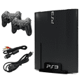 thumbnail image 1 of Sony - Playstation 3 Super Slim Game Console 250GB Black with Two Retrofam Controllers (Refurbished), 1 of 5