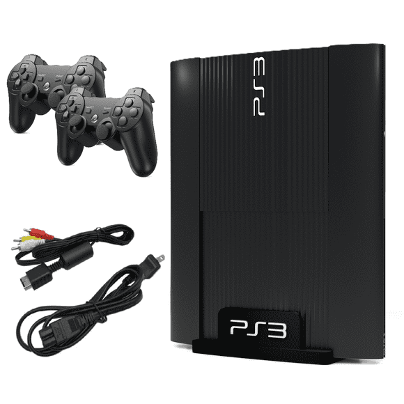 Sony - Playstation 3 Super Slim Game Console 250GB Black with Two Retrofam Controllers (Refurbished)
