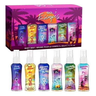 So?...? Escapes Body Mist Set - Perfumes for Women - Everyday Body Spray for Women - Vegan, Cruelty Free Fragrances - Travel Size Gift Set - 6 pcs