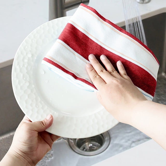 Colour Woven Striped Tea Towel Home Kitchen Fabric Towel Cloths