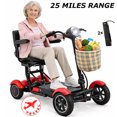 thumbnail image 1 of Long Range 40 KM Motorized Mobility Scooter For All Terrain, 1-Step Folding, Powerful Double Motors, 48cm Wide Seat, Matte Red, 1 of 11