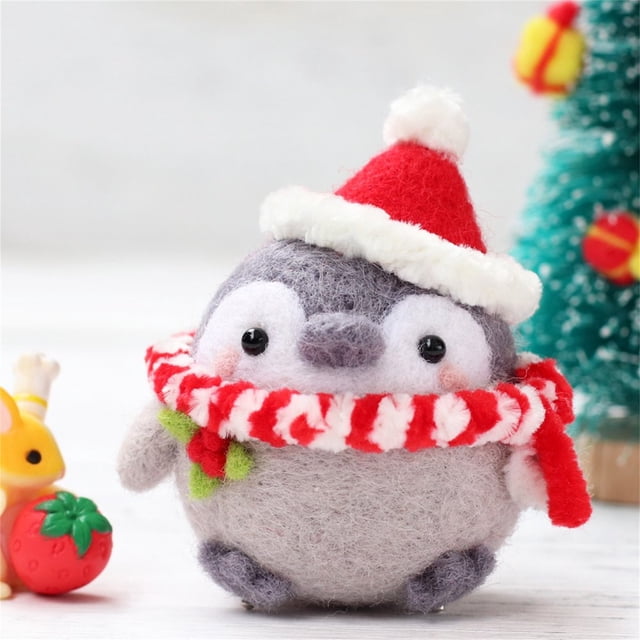 Joli Motif Penguin Fait Main DIY Feutrine Laine Matériel de Production Paquet