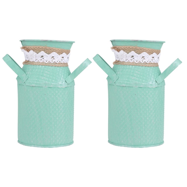 2pcs Iron Flower Bucket Country Style Flower Planter Flower Holder Plant Bucket