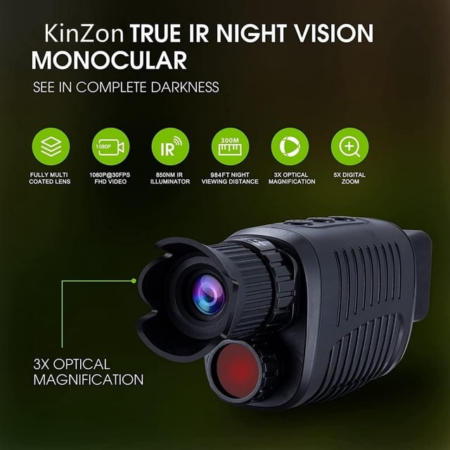 YOPTOP Lunettes de Vision Nocturne 1080p Monoculaire de Vision Nocturne Numérique pour Voyage dans l'Obscurité Monoculaires Infrarouges Enregistrer Photos et Vidéos Monoculaire d'Imagerie Thermique pour Chasse Camping Voyage, Modèle2