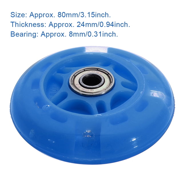 Maoww Roue de Trottinette pour Enfants en Métal Portable 80 mm Remplacement Réparation Patin à Roulettes Patin en Ligne Roues Colorées Pièce Composant Bleu