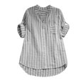 thumbnail image 2 of CEHVOM Blouse Décontractée pour Femmes d'Été, Mode, Coupe Ample, Col en V, à Rayures, 2 of 5