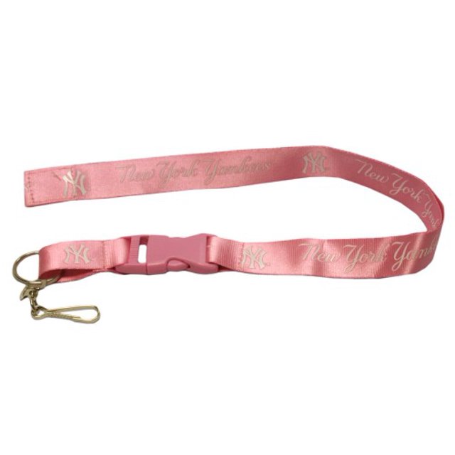 New York Yankees Cap Logo Pink Lanyard With Safety Fastener