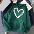 thumbnail image 3 of DPTALR Women's Comfortable Sweater Heart Pattern Printed Women's Hooded Pocket Drawstring Sweater, 3 of 4