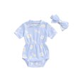 thumbnail image 1 of EYIIYE Ensemble d'Été 2 Pcs pour Tout-Petit Petite Fille 0 3M 6M 9M 12M 18M Bébé Nourrisson Barboteuses une-Pièce Col Rond Combinaisons Imprimé Marguerites Côtelé Manches Courtes Bods Mode Décontracté Mignon Tenues pour Tous les Jours, 1 of 8