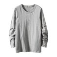 thumbnail image 1 of Jalioing T-Shirt en Coton pour Hommes Uni à Manches Longues Col Ras du Cou T-Shirt Basique Décontracté Ample Mode Chemises Hauts, 1 of 6