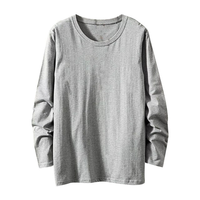 Jalioing T-Shirt en Coton pour Hommes Gris, Conçu avec un style Uni à Manches Longues et Col Ras du Cou. Ce T-Shirt Basique Ample et Décontracté Est Idéal pour l'Automne et l'Hiver, Offrant Chaleur, Durabilité et Confort Léger. Parfait pour Superposer avec des Vestes Ou à Agencer avec des jeans Ou des Pantalons pour la Mode Automnale et les Tenues Décontractées pour Hommes.