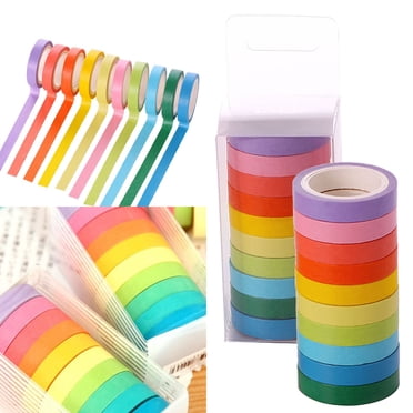 LQXZWJY 10 Pcs Ruban de Masquage Coloré, Fournitures d'Art, Ruban d'Artisanat DIY, Rouleaux de Ruban Coloré, Ruban Coloré pour Peintres