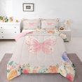 thumbnail image 2 of Erosebridal Pink Butterfly Bedding ToddlerComforter Set, Colorful Rose Flower Down Comforter, Princess Room Decor, Reversible, 2 of 8