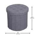thumbnail image 2 of ITY International - Pouf Rond/repose-Pieds avec Rangement, Diamètre 18,5 Pouces, Gris, 2 of 2