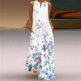 thumbnail image 2 of Robe Blanche d'Été pour Femmes 2022 Mode Femme Été Décontractée à Imprimé Col en V Aguichant Sans Manches Robes Longues, 2 of 3
