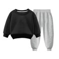 thumbnail image 2 of Pisexur Ensemble 2 Pcs pour Bébé Filles Garçons Automne Hiver Mode Décontractée Polaire Couleur Unie Manches Longues Col Rond Chandails en Molleton et Pantalons Vêtements de Détente Ensemble de Survêtement pour Enfants 3-8 Ans, 2 of 4