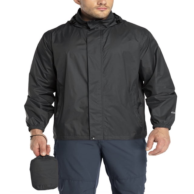 33 000ft Men‘s Packable Rain Jacket Hooded Lightweight Waterproof Rain Shell Jacket Raincoat for Hiking Golf Cycling