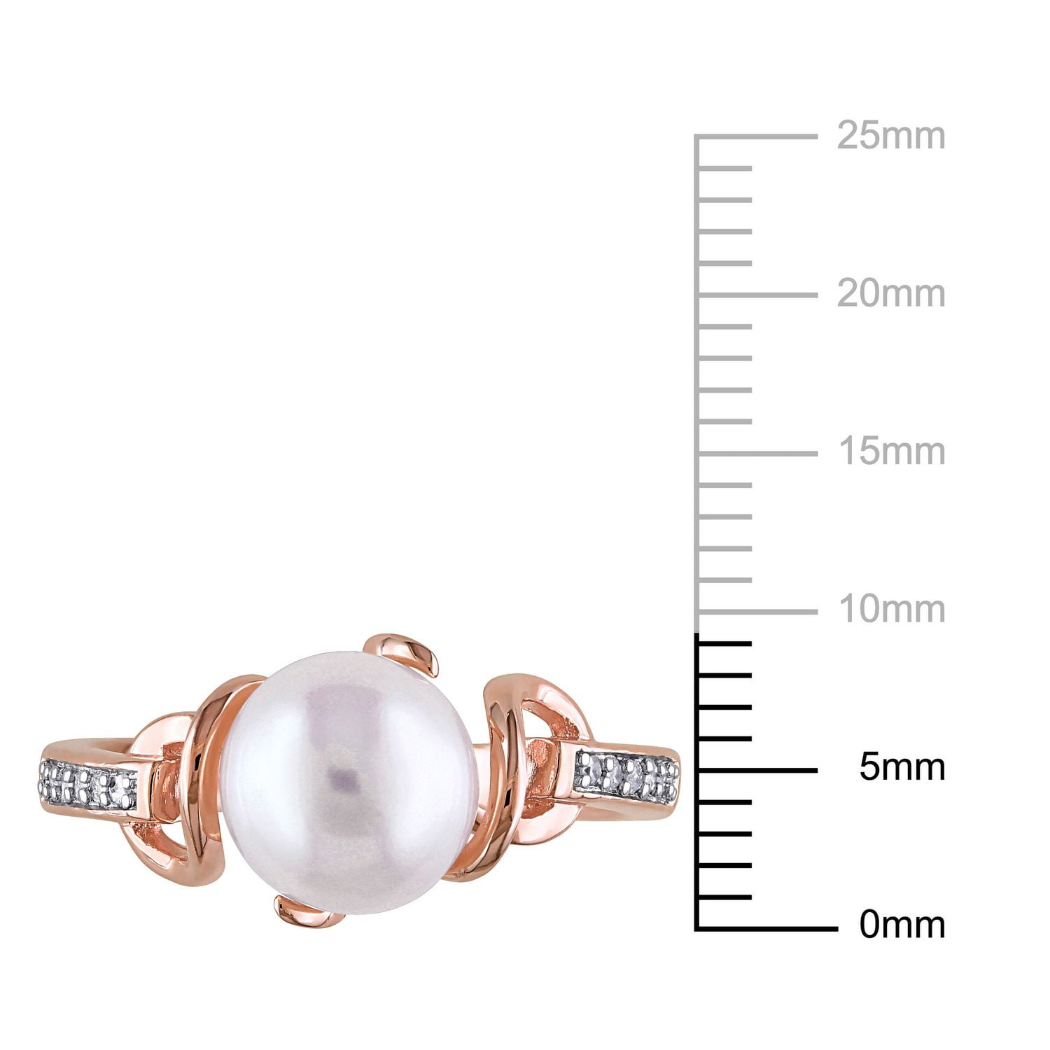Bague cocktail Miabella avec perle d'eau douce cultivée 8 à 8,5 mm et accents de diamants en argent sterling plaqué de rhodium rosé