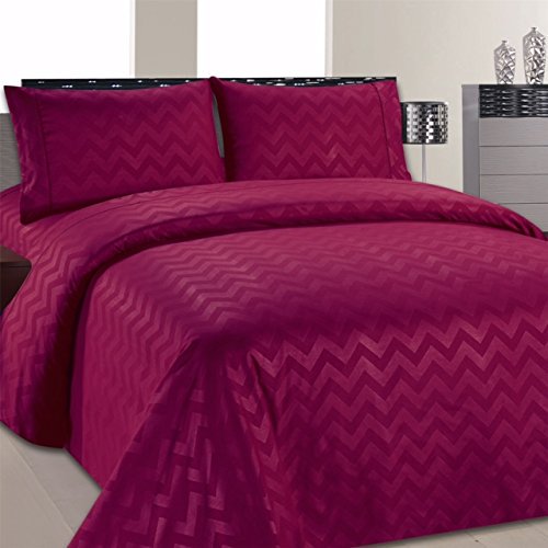 Beverly Hills Chevron Collection 1800 Series Ultra Soft Wrinkle Resistant Solid Color Sheet Set (King, Burgundy)