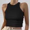 thumbnail image 2 of Hauts Courts Unis Débardeur pour Femme Couleur Sans Manches Col Rond Blouse pour Femme, 2 of 5