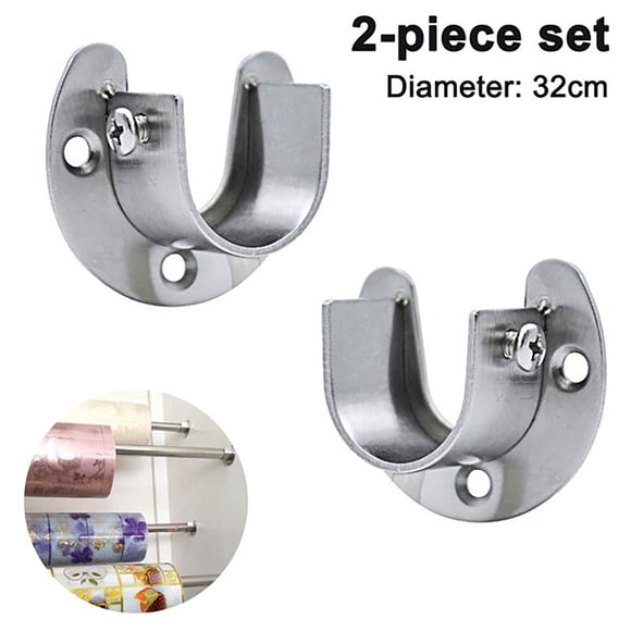 2Pcs Closet Pole Sockets,Wardrobe Closet Pole Brackets for Wall,Closet Rod End Supports U-Shaped Rod Socket Flange Closet Pole Holder for Closet Curtain