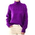 thumbnail image 1 of Besolor Chandails à Col Roulé pour Femmes Manches Longues Décontractées Tricot Torsadé Pull Ample Automne Hiver, 1 of 4
