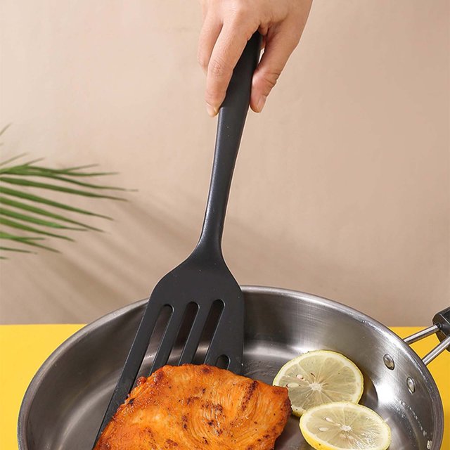 Oleegame 1PC Kitchen Utensils Set Silicone Stir Fry Spatula Steak Spatula Frying Spatula Leakage Spatula Kitchen Cooking Spatula Kitchen Tools Black