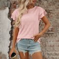 thumbnail image 2 of Pisexur Blouses d'Été Mode Femme Couleur Unie Col Rond Manches Courtes, Blouses pour Femmes Habillées Décontractées Hauts pour Femmes, Hauts d'Été pour Femmes Rose, m, 2 of 7