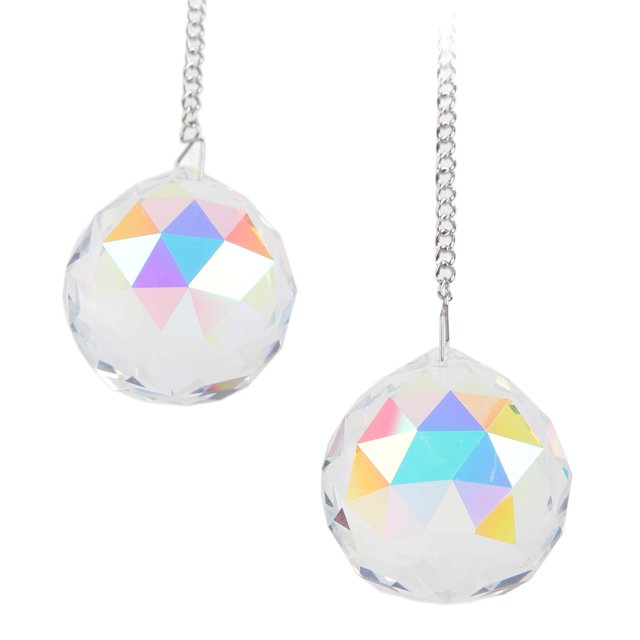 2pcs Ball Prism Pendant Suncatcher Window Suncatcher Rainow Maker Ornament With Chain For Easy Hanging