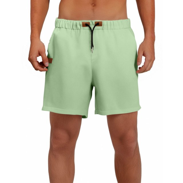 EOYWHK Mens Workout Shorts Cotton Linen Athletic Gym Shorts Elastic Waist Drawstring with Pockets