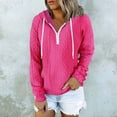 thumbnail image 2 of Besolor Womens Fall Fashion Quarter Zip Hoodies Sweatshirts Casual Long Sleeve Solid Color V Neck Drawstring Pullover Tops, 2 of 6