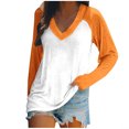 thumbnail image 1 of FAIWAD Women’s Color Block Tunic Top Long Sleeve Patchwork V Neck Plus Size Pullover Top, 1 of 4