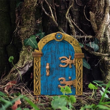 EGNMCR Room Decor, Home Decor Miniature Gnome Door Figurines Home Wooden Garden Window Door Art Tree Sculpture Statues Ornament Outdoor Decor the Pendant