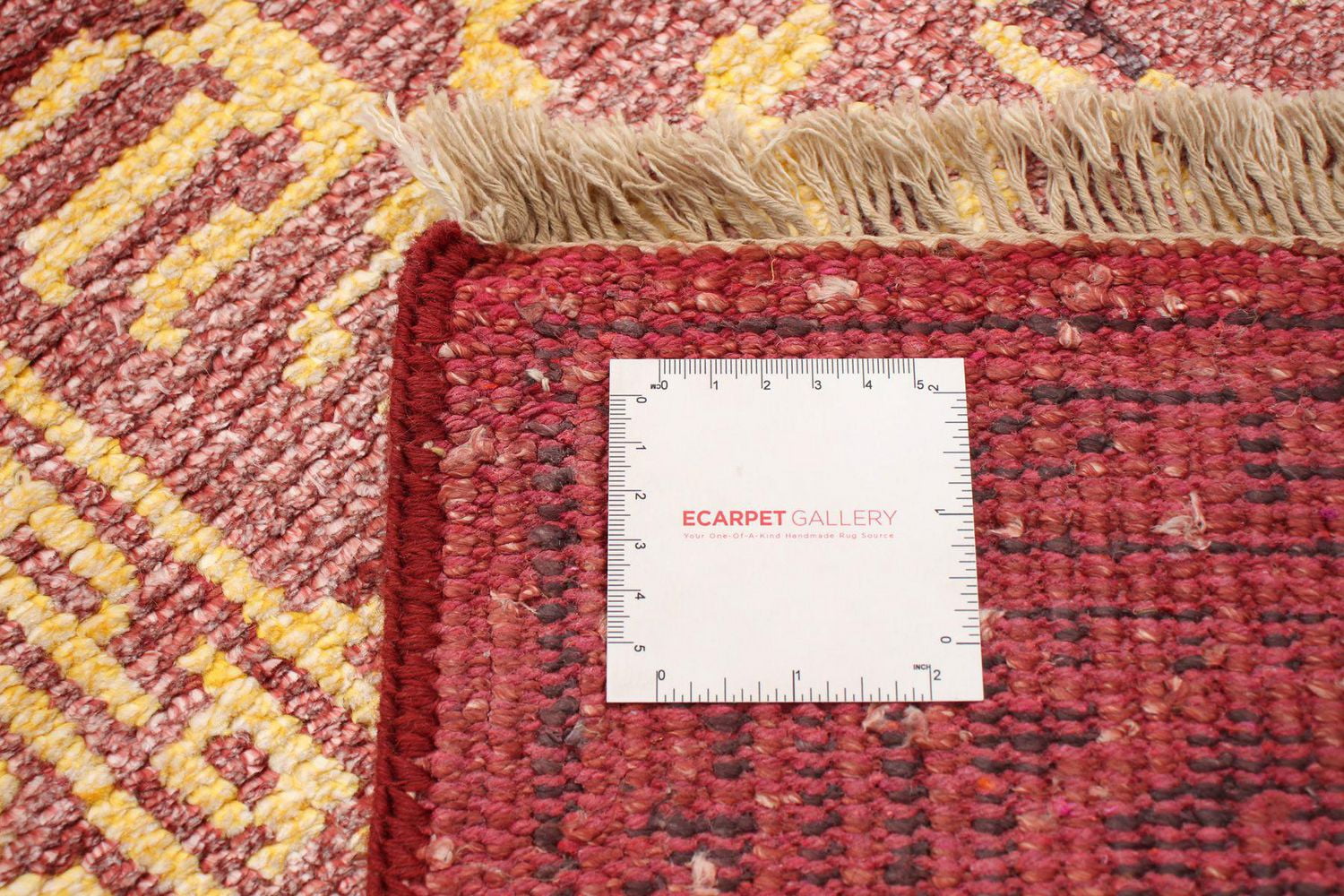ECARPETGALLERY 4'7" x 7'11" Bordered Jules Oushak Hand-knotted Area Rug for Living Room, Dining Room and Bedroom in Red