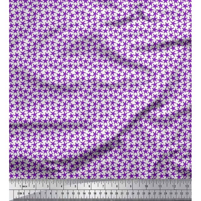 Soimoi Viscose Chiffon Fabric Stars Star Print Fabric by Yard 42 Inch Wide
